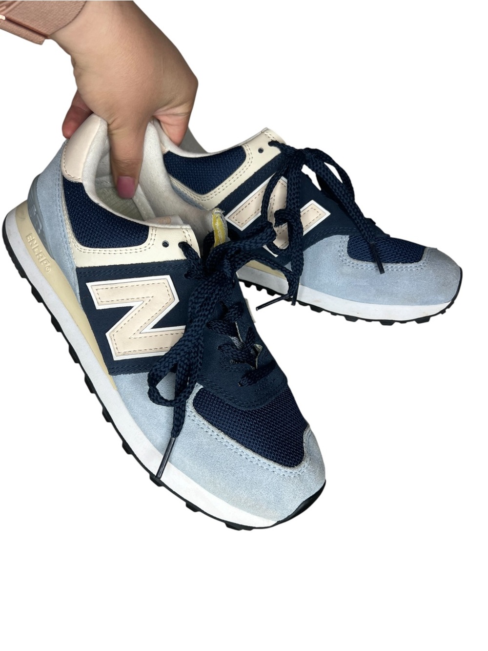 New Balance Navy, Light Blue & Cream Retro Runner Sneakers
